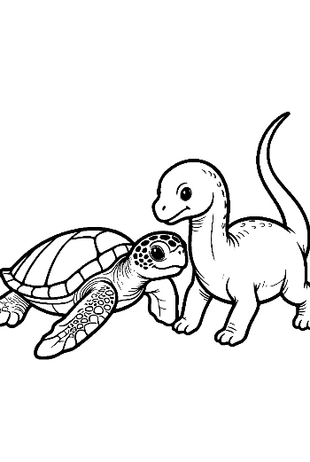 Hatchling Sea Turtle and Baby Brachiosaurus