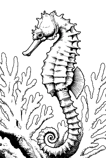 Seahorse Among Coral Reefs