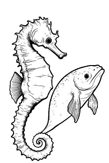 Seahorse and Fish in Coral Reef