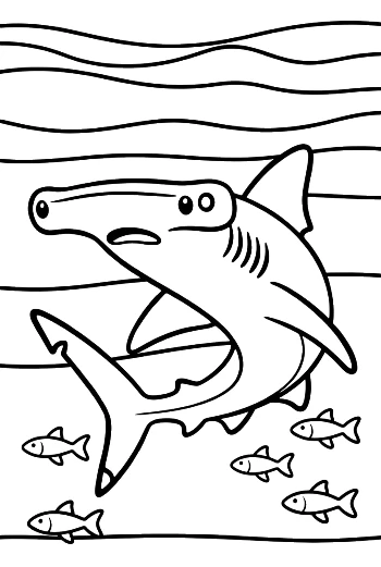 Cute Hammerhead Shark Swimming in the Deep Blue Sea Printable
