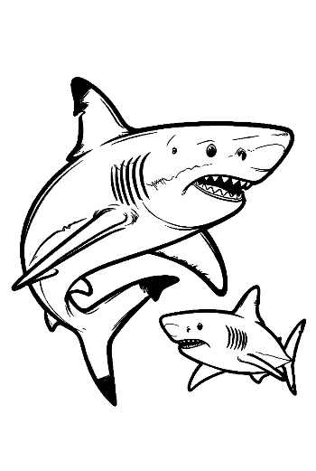Fierce Great White Shark and Baby Leaping