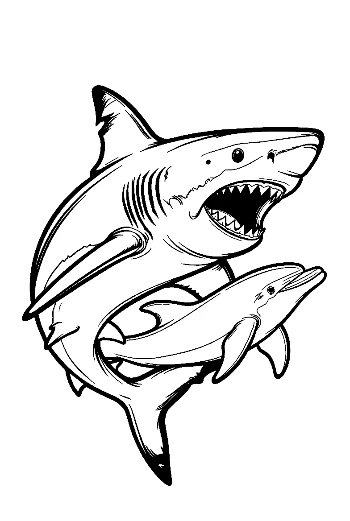 Fierce Great White Shark Chasing Dolphin