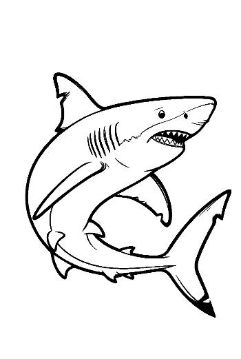 Fierce Great White Shark Outline