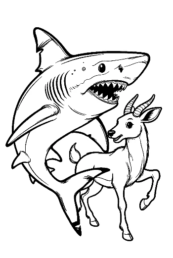 Great White Shark Lunging at Playful Antelope