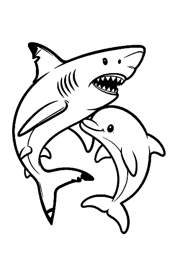 Great White Shark Playfully Chasing Dolphin