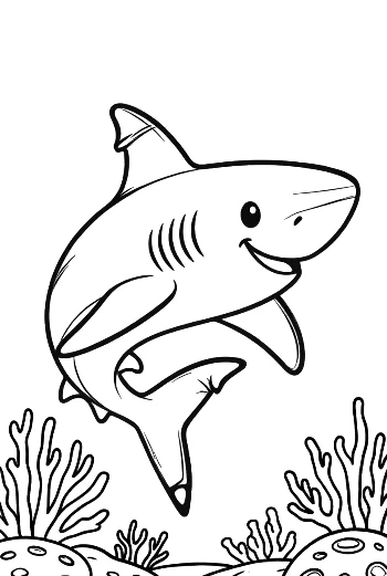 Great White Shark Wearing a Party Hat Underwater Printable