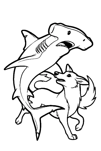 Hammerhead Shark Chasing Playful Fox