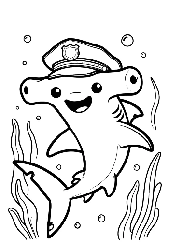 Hammerhead Shark Dressed as a Brave Sea Captain Printable