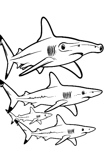 Hammerhead Shark Family Outline