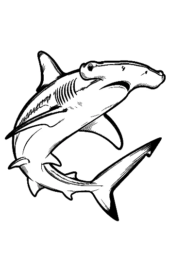Hammerhead Shark Outline Sketch