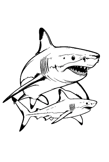 Mother Great White Shark and Baby