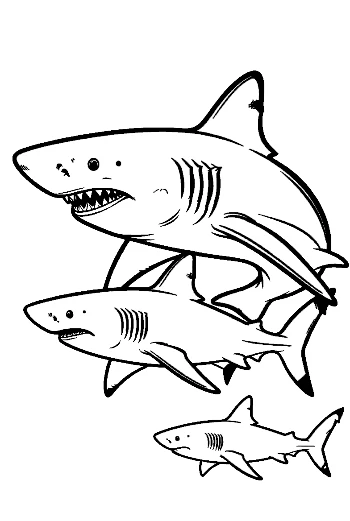Playful Great White Sharks Leaping in Stack