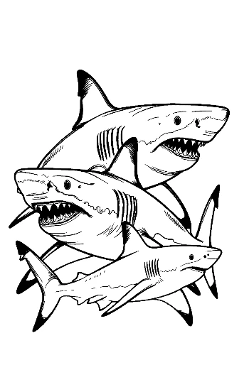 Playful Great White Sharks Stack