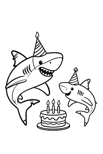 Shark Birthday Party Illustration for Kids Printable