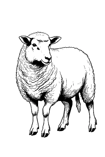 Fluffy Woolly Sheep Illustration