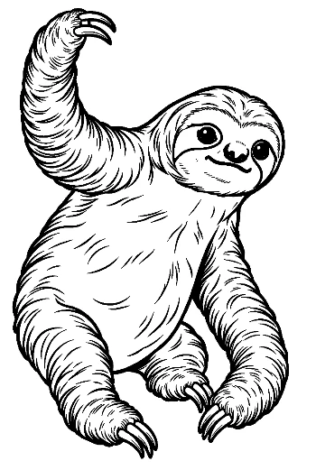 Playful Three-Toed Sloth Waving Happily