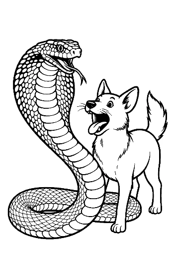 Cobra Confronting Playful Dog