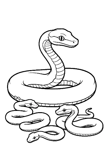 Playful Python Family Lounging on Inner Tube