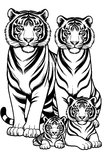 Bengal Tiger Family Portrait