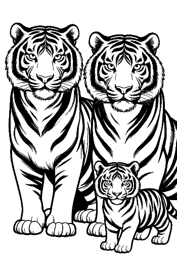 Bengal Tiger Family Portrait