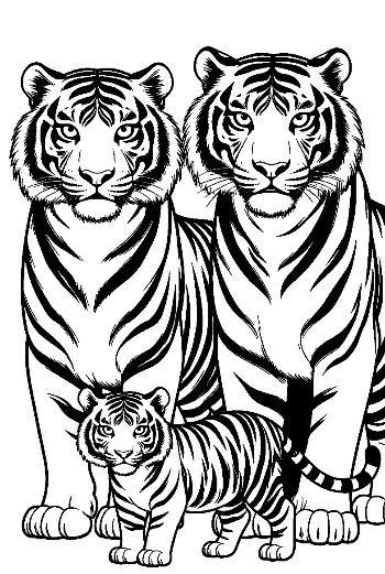 Bengal Tiger Family Portrait