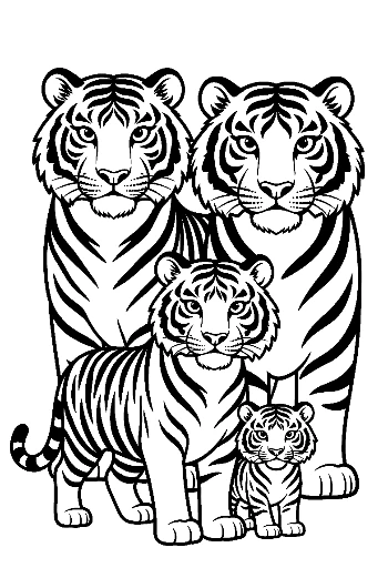 Bengal Tiger Family Portrait