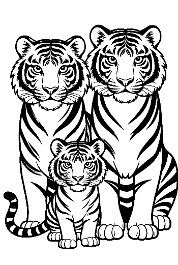 Familienporträt eines bengalischen Tigers