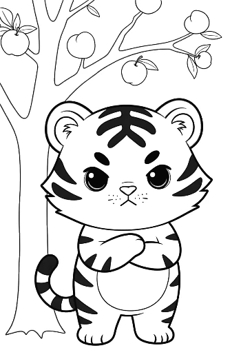 Grumpy Little Tiger Cub Standing in the Snow Printable