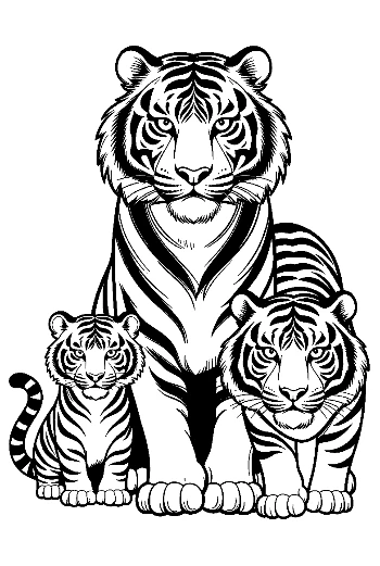 Siberian Tiger Family Portrait