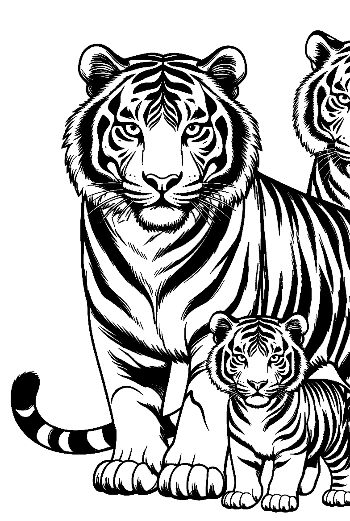 Retrato familiar del tigre siberiano