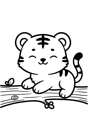 Cachorro de Tigre Blanco Asomándose desde Tronco Imprimible