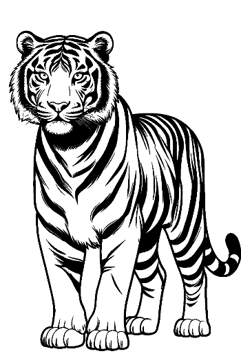 Majestic White Tiger Outline