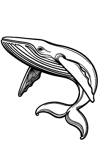 Leaping Blue Whale Line Art