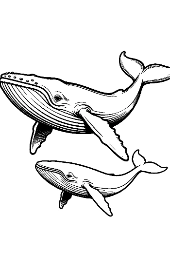 Mother Blue Whale and Calf Swimming Gracefully