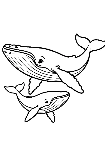 Mother Blue Whale and Calf Swimming