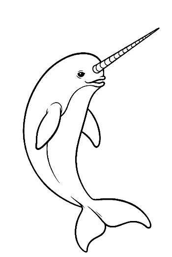 Cute Cartoon Narwhal Leaping Joyfully