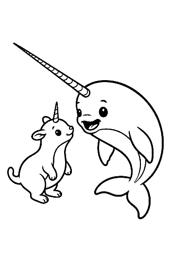 Cute Narwhal and Baby Goat Friendship