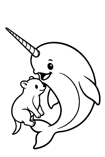 Narwhal Hugging Cute Otter Baby
