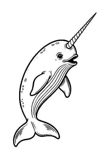 Playful Cartoon Narwhal Leaping Joyfully