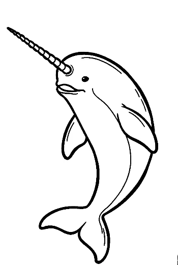 Playful Cartoon Narwhal Leaping Upward
