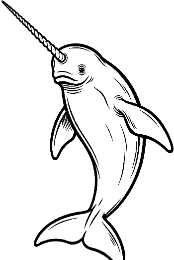 Playful Narwhal Leaping with Long Tusk