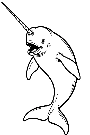 Playful Narwhal with Long Tusk