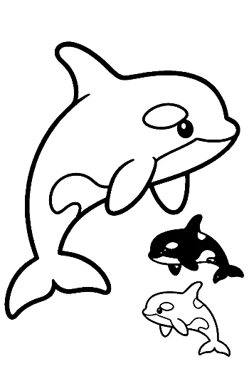 Cute Orca Family Leaping Playfully