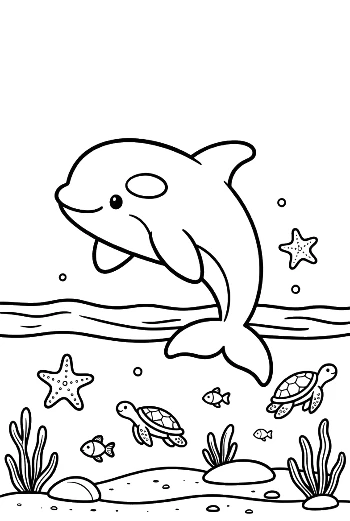 Graceful Orca Whale Swimming Through the Ocean Printable