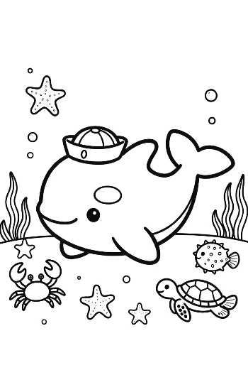 Little Sailor Orca Swimming in the Ocean Printable