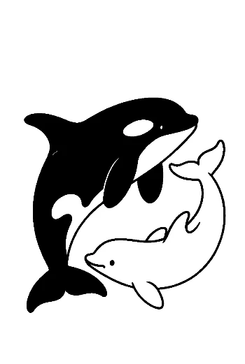 Orca and Dolphin Yin-Yang Harmony