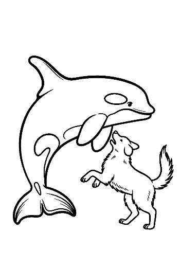 Orca and Puppy Playful Embrace
