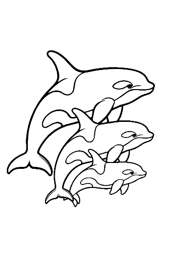 Orca Family Leaping Together