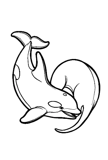 Playful Orca Whale Outline