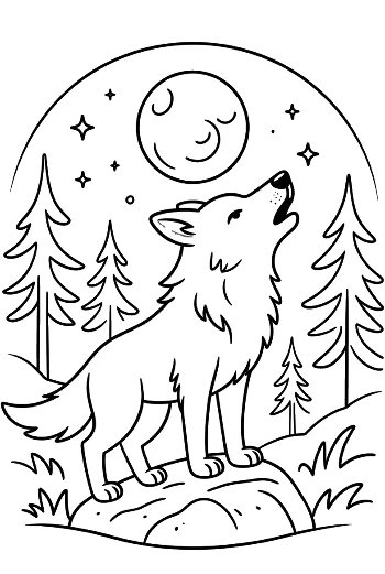 Cute Gray Wolf for Kids Printable